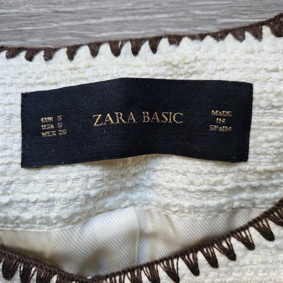 Zara cream and brown women's blazer jacket made in spain size small - Picture 4 of 8